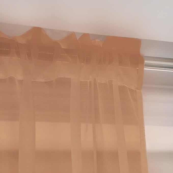 Window Brown Sheer Curtains 60 x 95 Inches 2 Panels - Rod Pocket Clear Curtains for Living Room, Bedroom, Kids Room, Yard, Patio, Parlor, Sliding