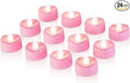 Raycare Pink LED Tea Lights Battery Operated, 200+Hour Flickering Votive Candles,Realistic Fake Flameless Tea Lights for Wedding Party Halloween Thanksgiving Christmas Decorations, 24 Pack