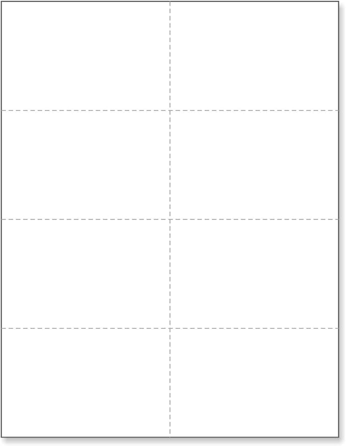 NextDayLabels - Blank Perforated Printable Cardstock, 8 Cards per Sheet, 100# tag - for laser and inkjet printer, 4-1/4" x 2-3/4" Each Card - 800 Cards - Made in the USA