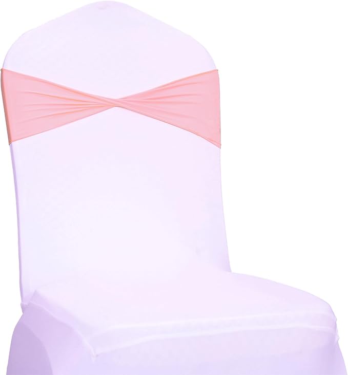 VDS Pack of 50 PCS | Dusty Rose | Spandex Chair Sashes Bows Without Buckle | Stretch Elastic Banquet Universal Folding Chair Band Tie with for Wedding Party Conference Celebration Event Decoration