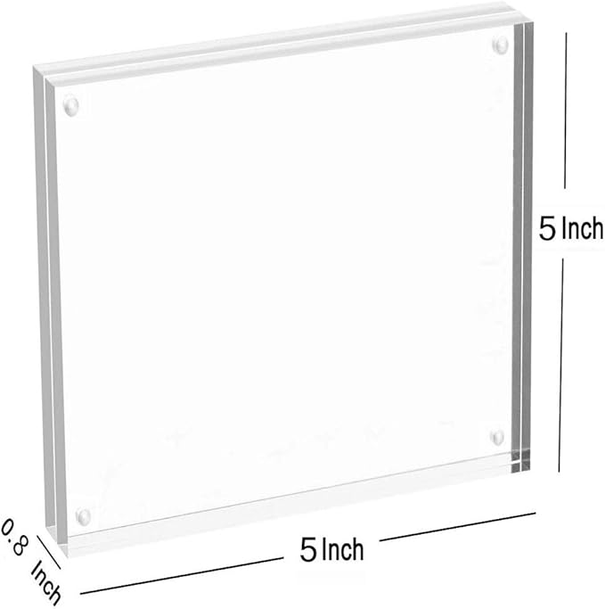 Magicool Premium Acrylic Photo Frame- Magnet Photo Frame -Double Sied Thick Desktop Frames (5x5 2 Pack)