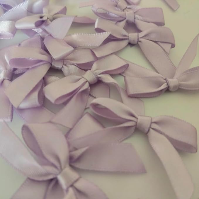 50pcs 1-1/2" Lavender Satin Ribbon Bows with Twist Ties Mini Ribbon Bows for Candy Partiy Decoration Gift Packing&Wrapping Accessoried(Lavender)