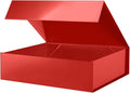 PACKHOME Large Gift Box 13.5x10x3.5 Inches, Sturdy Shirt Box with Magnetic Lid for Multiple Occasions (Glossy Red)
