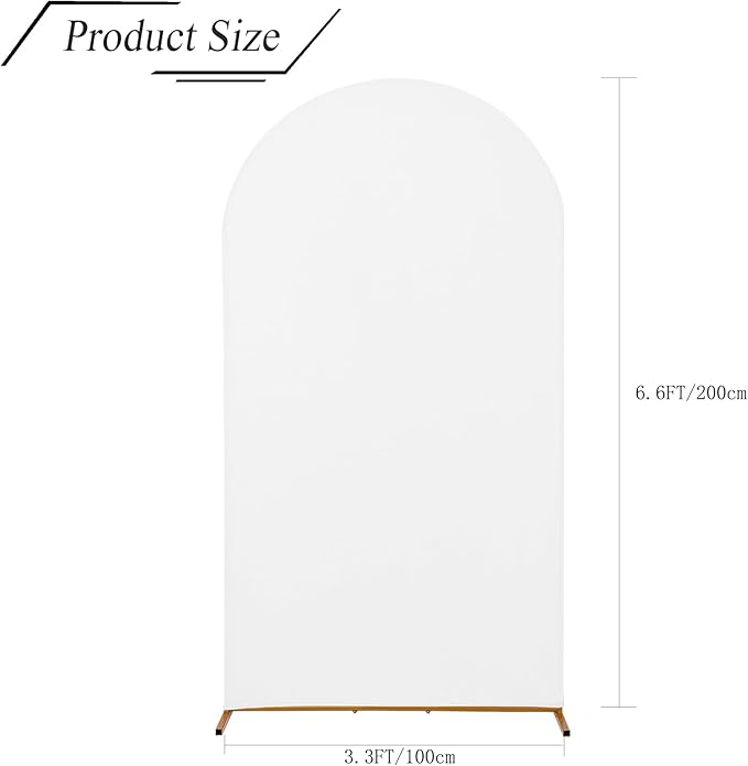 bricia Wedding Arch Backdrop Stand Cover, 6.6FT Double Sided Stretchy Arch Cover Fitted Wedding Birthday Party Banquet Decoration (White 79.2''Lx39.6''W)