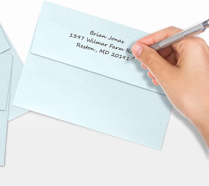 LUXPaper A7 Invitation Envelopes | Peel & Press | 5 1/4" x 7 1/4" | Aquamarine Metallic | 80lb. Text | 250 Qty