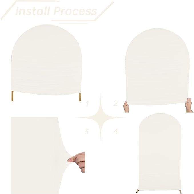 bricia Wedding Arch Backdrop Stand Cover, 6FT Double Sided Stretchy Arch Cover Fitted Wedding Birthday Party Banquet Decoration (Beige 72''Lx31.2''W)