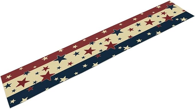 Memorial Day Table Runner, 4th of July American Patriotic Independence Day Stars Stripes Print Table Runne for Summer Holiday USA Home Decoration Party,13x90inch