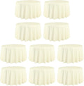 LTC LINENS 10 Pack 108 Inch Round Tablecloths Ivory - Bulk for 48 Inch Round Table Floor Length - Wrinkle Resistant Polyester Fabric Cloth for Wedding