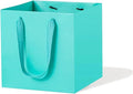 Teal Blue Paper Gift Bag Small Square Bottom Kraft Paper Bags with Handles for Wedding Baby Shower Birthday Party (Teal Blue, 8 x 8 x 8 in, 10 CT)