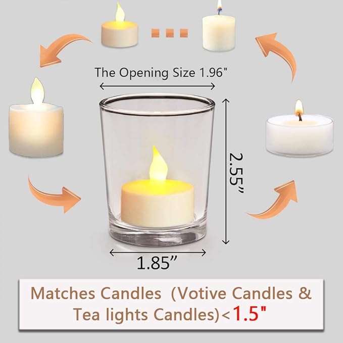 DARJEN Votive Candle Holders Set of 12 - Glass Votives Holder - Clear Floating Tealight Candle Holder Bulk for Table Centerpieces & Wedding Decor
