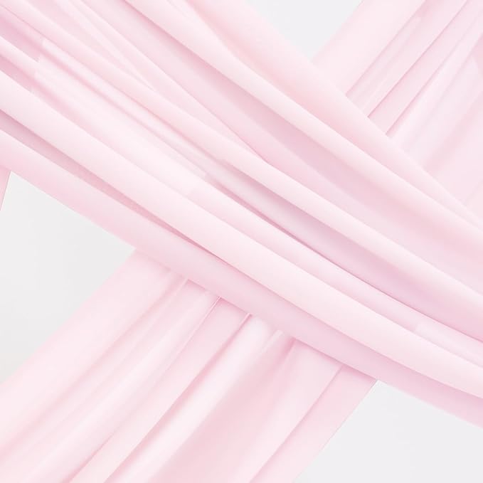 Socomi Wedding Arch Draping Fabric 1 Panel 29" x 19Ft Blush Pink Sheer Chiffon Curtain Drapes 6 Yards for Wedding Ceremony Birthday Party Decoration
