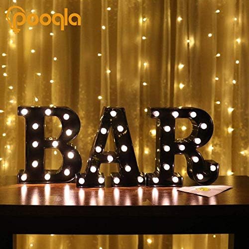 Light Up LED Letter Marquee Sign - Alphabet Marquee Letters with Lights For Wedding Birthday Party Christmas Night Light Lamp Home Bar Decoration B, Black