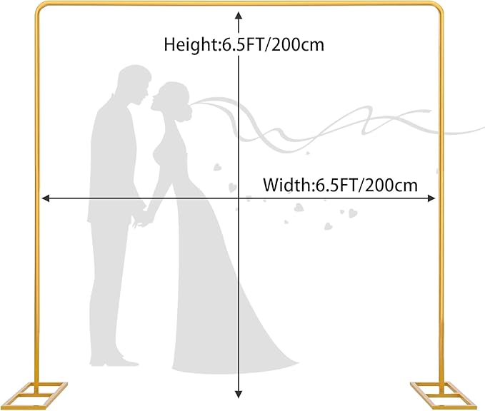 Wedding Arch Backdrop Stand Square 6.5FT Heavy Duty Metal Frame, Balloon Arch Stand Adjustable Photo Booth Decor for Baby Showers, Halloween Parties, Birthdays, Anniversaries