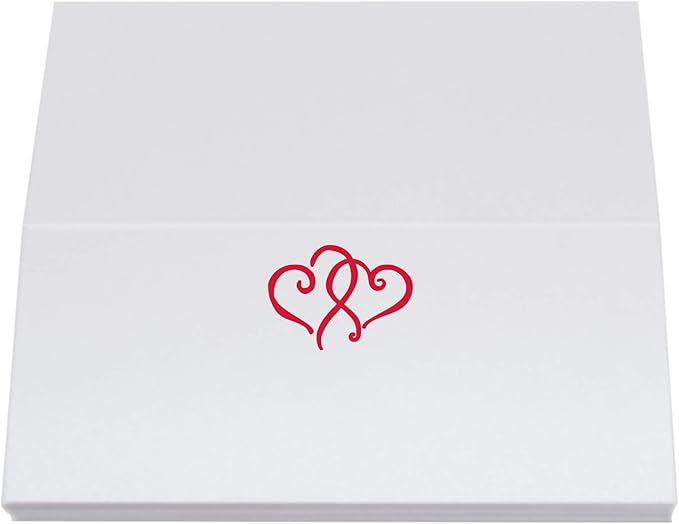 Linked Hearts Place Cards, Ruby Red (Choose Color), Set of 25, Pre-cut and Scored - Wedding, Party, Dinner, and Special Events - Made in the USA