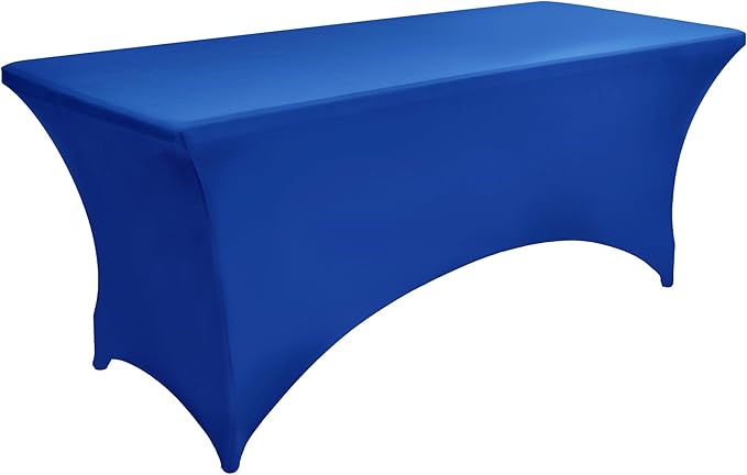 2-Pack 8ft Spandex Table Covers for Rectangle Folding Tables - Washable Elastic Tablecloth - Ultimate Fitted Table Protector for Birthday Parties, Trade Shows, Banquet