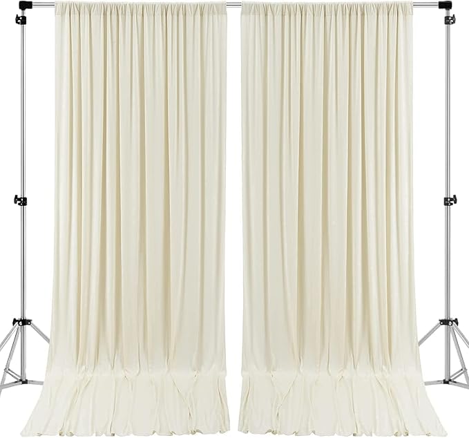 AK TRADING CO. 10 feet x 10 feet IFR Polyester Backdrop Drapes Curtains Panels with 4" Rod Pockets (Rod Not Included) - Wedding Ceremony Party Home Window Decorations - Ivory