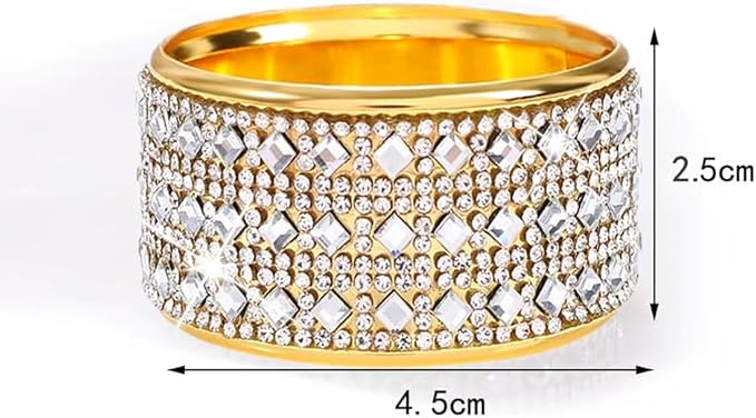 Rhinestone Napkin Ring Diamond Napkin Rings Stainless Steel Gold Crystal Napkin Holder Set of 6 for Dinner, Wedding, Party, Holiday, Banquet,Everyday Table Setting Home Decor (6, SilverGold)