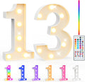 Pooqla 13th Birthday Decorations for Girls Boys, 35 Colors LED Light Up Numbers with Remote, Multicolor Marquee Numbers 13 Sign for Party Wedding Anniversary Decor 13th Birthday Gift, Number 13
