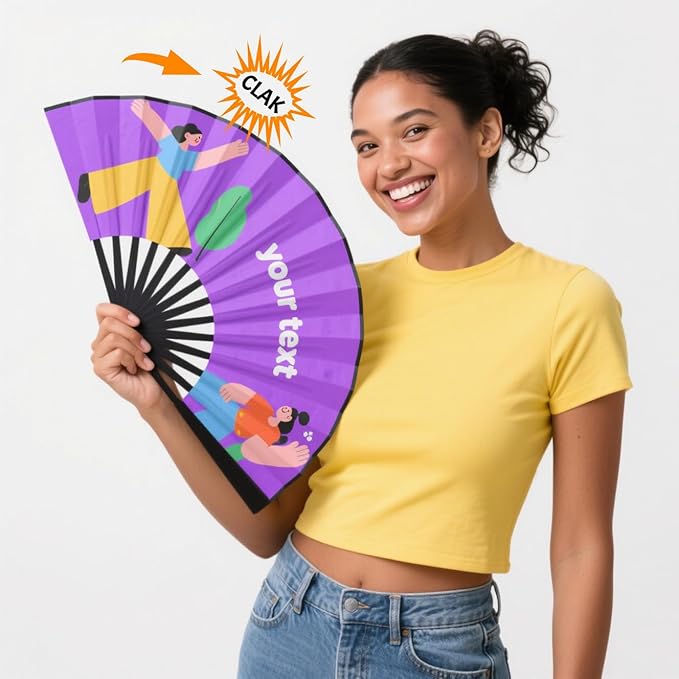 Custom Fans with Your Photo/Text - Personalized Folding Hand Fan for Line Dancing, Weddings, Parties | Decorative Gift for Women, Church Events & Dance Performances (150, 10 Inch)