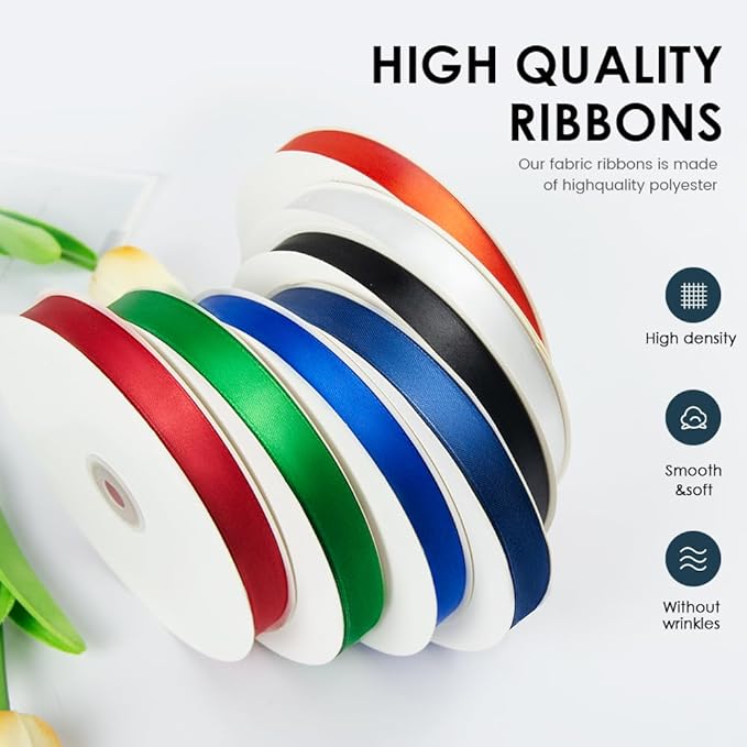 3/8" Wide x 100 Yards Single Face Polyester Satin Ribbon, Satin Ribbon for Crafts, Gift, Hair Bows, Wedding Party Decoration, Bow Making & Other Projects (Wine Red)