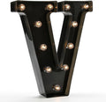 Light Up Black Alphabet Marquee Letters Sign LED Marquee Number Lights Sign for Night Light Home Bar Christmas Lamp Birthday Party Wedding Decoration V
