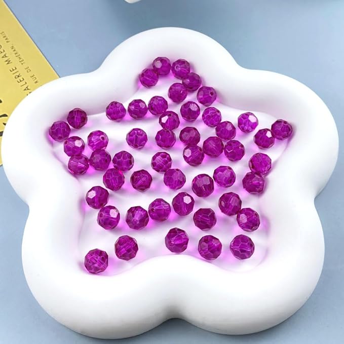 50 PCS 10mm Crystal Glass Beads Round Multiple Faceted Loose Spacer Glass Beads for DIY Handcrafte Bracelet Necklace Earring Jewelry Making(Rose)