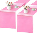 SHEJIZE 2 Pack Pink Satin Table Runner 12x108 Inches Long, Bright Silky Smooth Satin Table Runner Table Decor for Wedding Banquet Christmas Prom Event Birthday Party