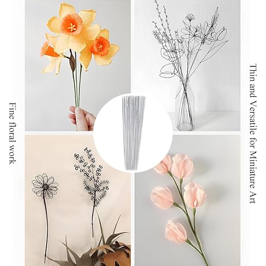 HAHIYO 20Gauge White Paper-Wrapped Metal Floral Wire 14 Inches(36cm), 70 Pack Flexible Paddle Wires Florist Wire Garden Wires for Craft Christmas Wreath Flower Arrangement Bouquet Wrapping Wedding DIY