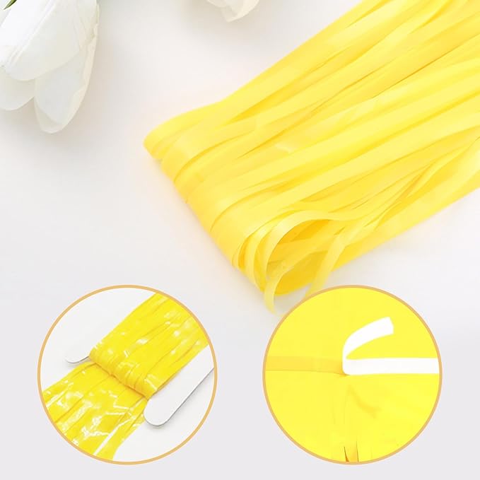 10 Pack Yellow Foil Curtain Backdrop 3.2ft x 8.2ft Macaron Tinsel Foil Fringe Curtains Streamer Photo Booth Backdrop for Birthday Party Baby Shower Engagement Wedding Holiday Decor (Macaron Yellow)
