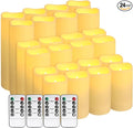 pliadvbu Flameless Pillar Candles with 4 Remote Control and Timer,Realistic Waterproof LED Candles, Long Lasting, Pack of 24 (H 4" 5" 6" x D 2.2"),for Christmas Decorations,Table,Aniversary