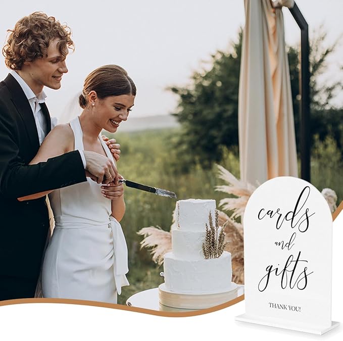 Cards and Gifts Sign, Wedding Engagement Bridal Shower Baby Shower Party Decor for Reception Reception, Weddings White Acrylic Sign