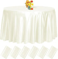 fani 6 Pack 108 Inch Ivory Round Tablecloth - Premium Silky Satin Tablecloth Overlay Smooth Fabric Table Cover Linens, Table Decoration for Wedding Party Banquet Events Restaurant Kitchen Dining