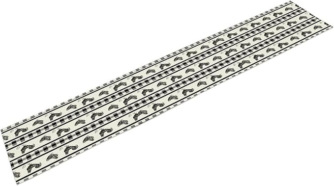 Rooster Table Runner,Farmhouse Animal Vintage Chicken Black White Plaid Check Tablecloth Burlap for Hotel Indoors Outdoor Dining Room Kitchen Home Decor,W13X L60 in