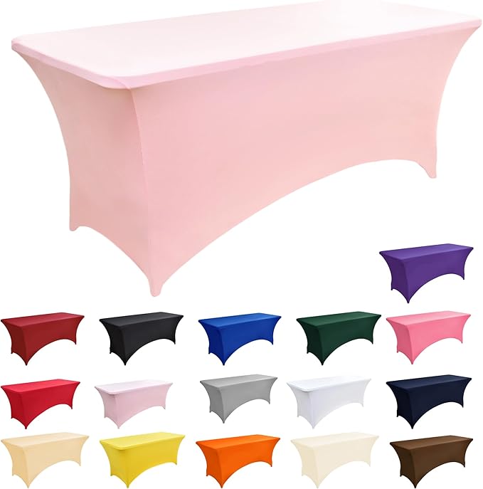 2-Pack 4ft Spandex Table Covers for Rectangular Folding Tables - Wrinkle Resistant Stretch Tight Table Cloths - Ultimate Fitted Table Protector for Parties, Banquet, and Wedding