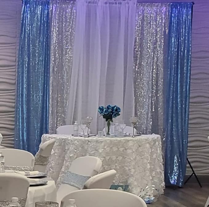 Poise3EHome Baby Blue Sequin Backdrop Curtain,2pcs 2FTx8FT Glitter Panels for Birthday Party Baby Shower Wedding Christmas Thanksgiving Holiday Festival Decor