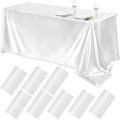 TURSTIN 8 Packs White Satin Tablecloth 102 x 58 Inch Overlay Satin Table Cover Rectangle Bright Silk Tablecloth Smooth Fabric Table Decoration for Wedding Banquet Party Events