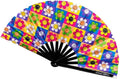 Kandies World Custom Festival Folding Hand Fan - Unique Designs, Made of Bamboo, Clacking Sound, Lightweight - Perfect Rave and Festival Accessory!