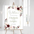 Burgundy Wedding Welcome Sign, Gold Blush Pink To Our Wedding
