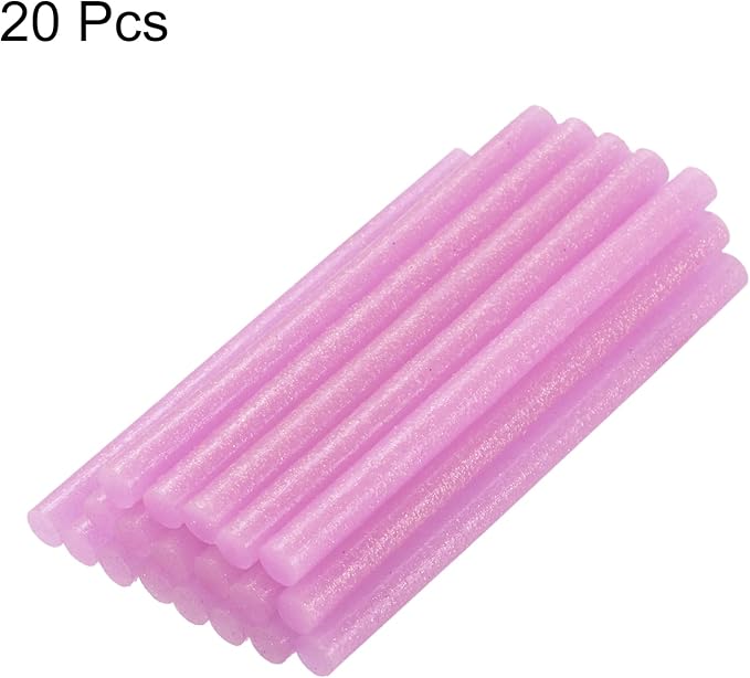 uxcell 20pcs Hot Glue Sticks for Glue Gun 11mm/0.43-inch x 8-inch Mini Hot Melt Adhesive Glue Stick Glitter Pink
