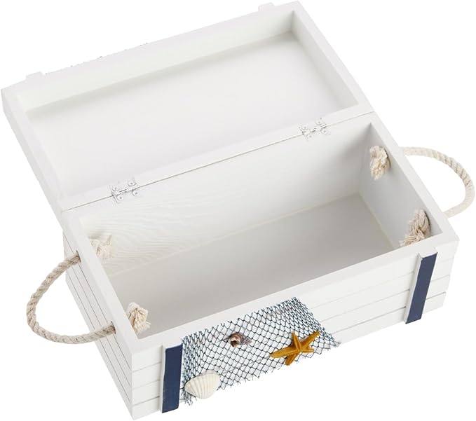 Juvale Nautical Wooden Jewelry Box Set - Jewelry Storage & Nautical Decor Boxes with Lids - Coastal Decor Table Centerpiece