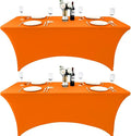 2-Pack 4ft Spandex Table Covers for Rectangular Folding Tables - Wrinkle Resistant Stretch Tight Table Cloths - Ultimate Fitted Table Protector for Parties, Banquet, and Wedding