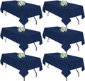 Navy Blue 6 Pack Polyester Table Cloth 60 x 84 Inch, Rectangle Tablecloths for 6 Foot Tables Washable Table Cloth for Party Wedding