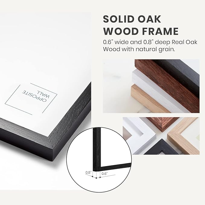 Opposite Wall - 16x16 in - Black Solid Oak Wood Picture Frame - Lightweight, Versatile & Shatterproof - Wall Hanging Poster or Photo Frame - Wall Decor for Office, Gallery & Home
