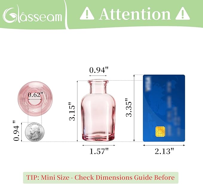 Glasseam Mini Bud Vases in Bulk 40: Colored Small Flower Vases for Centerpieces Cute Tiny Glass Vase for Flowers Modern Decorative Wedding Table Centerpiece for Dining Room Decor