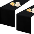 2 Pack Black Long Table Runner 12 x 108 Inch Solid Color Farmhouse Runners Coffee Table Dresser for Daily Party Home Decoration