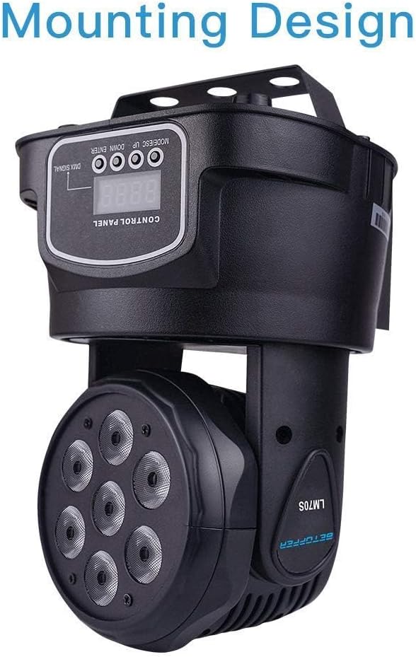 BETOPPER Moving Head RGBW, DJ Lights, Sound Activated/DMX Lighting, Moving Head Lights for Stage, Party, Live, DJ, Bar, Disco Lighting (7x8W 4 Packs)
