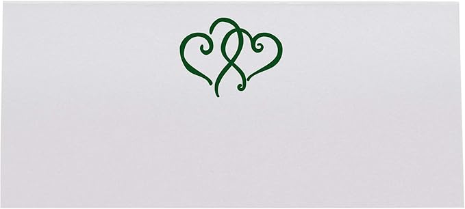 Linked Hearts Printable Place Cards, Hunter Green (Choose Color), Set of 60 (10 Sheets), Laser & Inkjet Printers - Wedding, Party, Dinner, and Special Events - Made in the USA