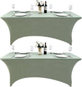 121 2-Pack 6ft Spandex Table Covers for Rectangle Standard Folding Tables - Wrinkle Resistant Stretch Tablecloths - Ultimate Fitted Table Protector for Parties, Banquet, and Wedding