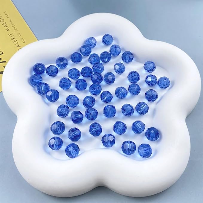 400 PCS 4mm Crystal Glass Beads Round Multiple Faceted Loose Spacer Glass Beads for DIY Handcrafte Bracelet Necklace Earring Jewelry Making(Light Sapphire)