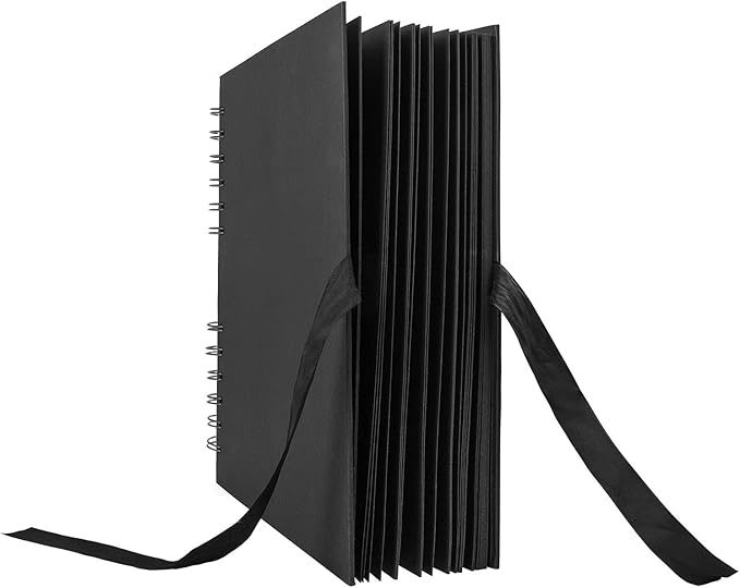 INNOCHEER Photo Album - Self Adhesive 80 Black Pages, Large Scrapbook Wedding Guest Book for DIY Anniversary Travel Memory Scrapbooking (Black 8X12)